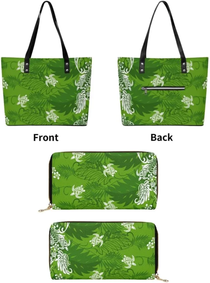 Samoa Tribal Print Custom Women'S Tote Polynesian Women'S Bag 2 Piece Set Shoulder Bag And Purse