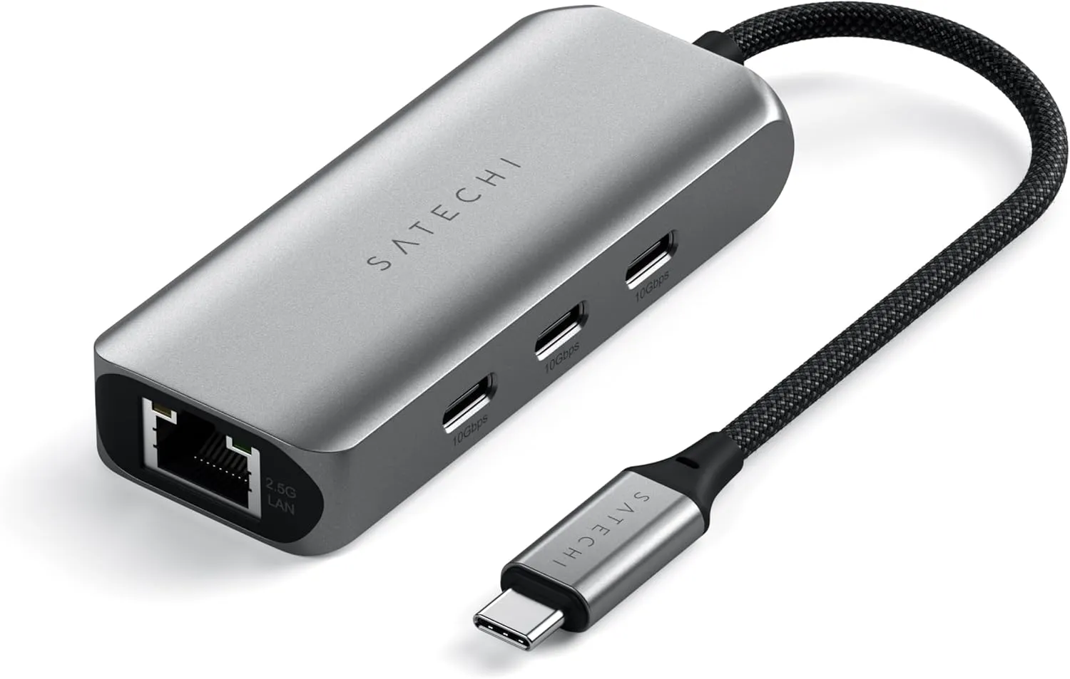 Satechi USB C Ethernet Adapter 2.5 Gigabit, 4 in 1 USB C Network Adapter Ethernet with Enhanced Speed and 3 USBC 3.2 Ports, USBC Adapters for Mac, iPad, Windows, Android, Chrome