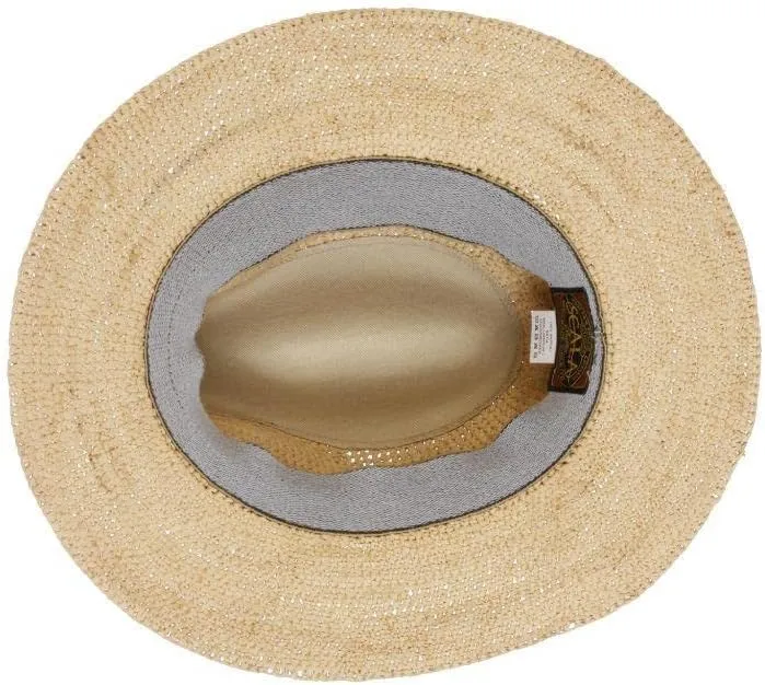 Scala Men's Fine Crochet Raffia Safari with Leather