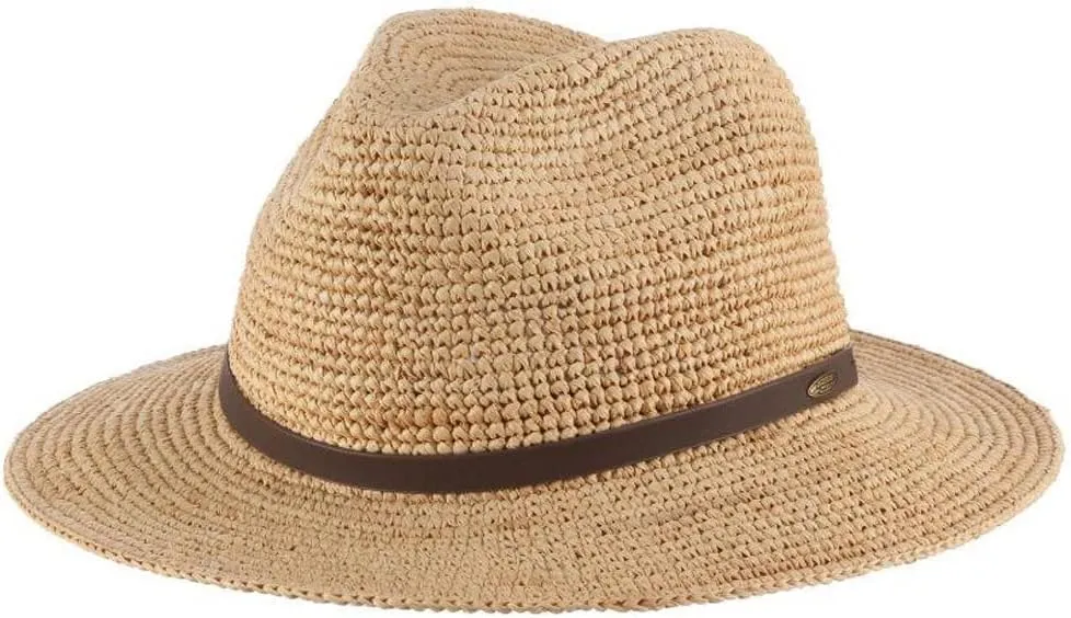 Scala Men's Fine Crochet Raffia Safari with Leather