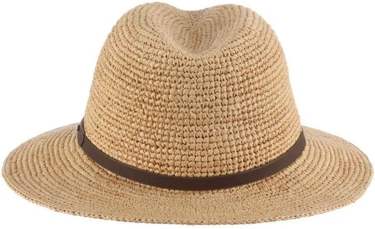 Scala Men's Fine Crochet Raffia Safari with Leather