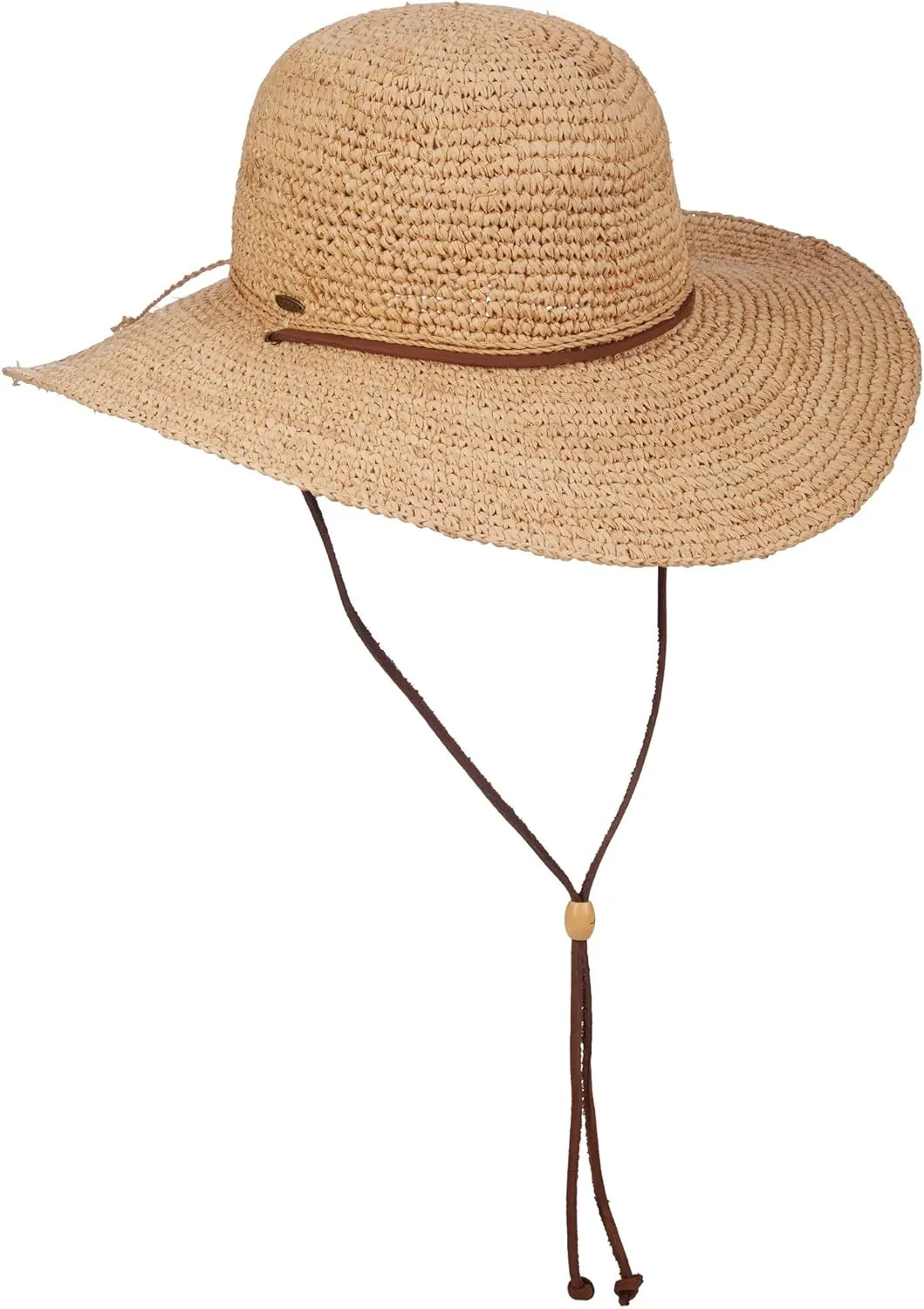 Scala Women's Big Brim Raffia Hat with Leather Chin Cord