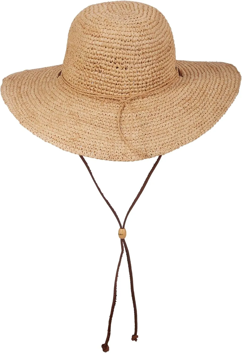 Scala Women's Big Brim Raffia Hat with Leather Chin Cord