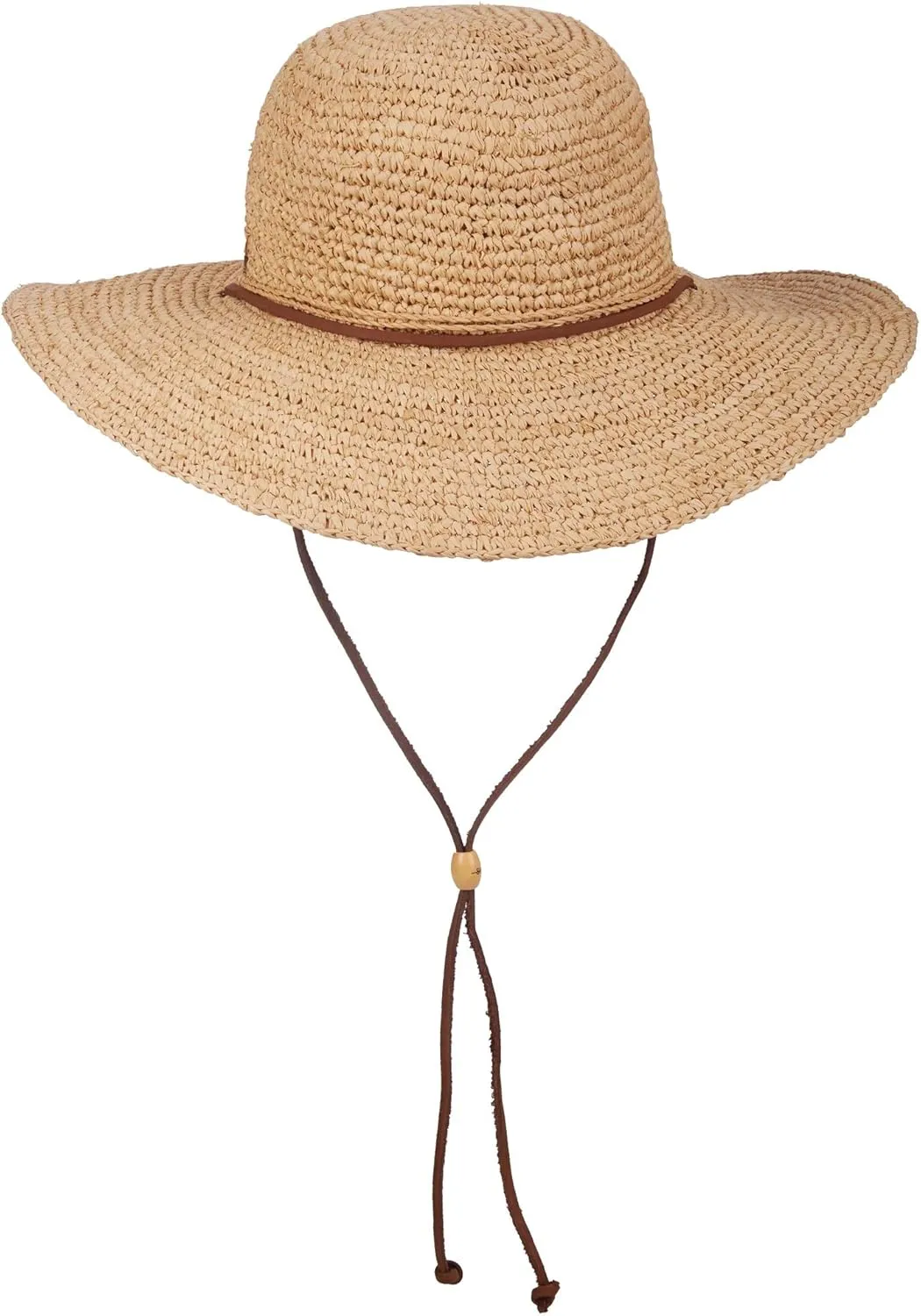 Scala Women's Big Brim Raffia Hat with Leather Chin Cord