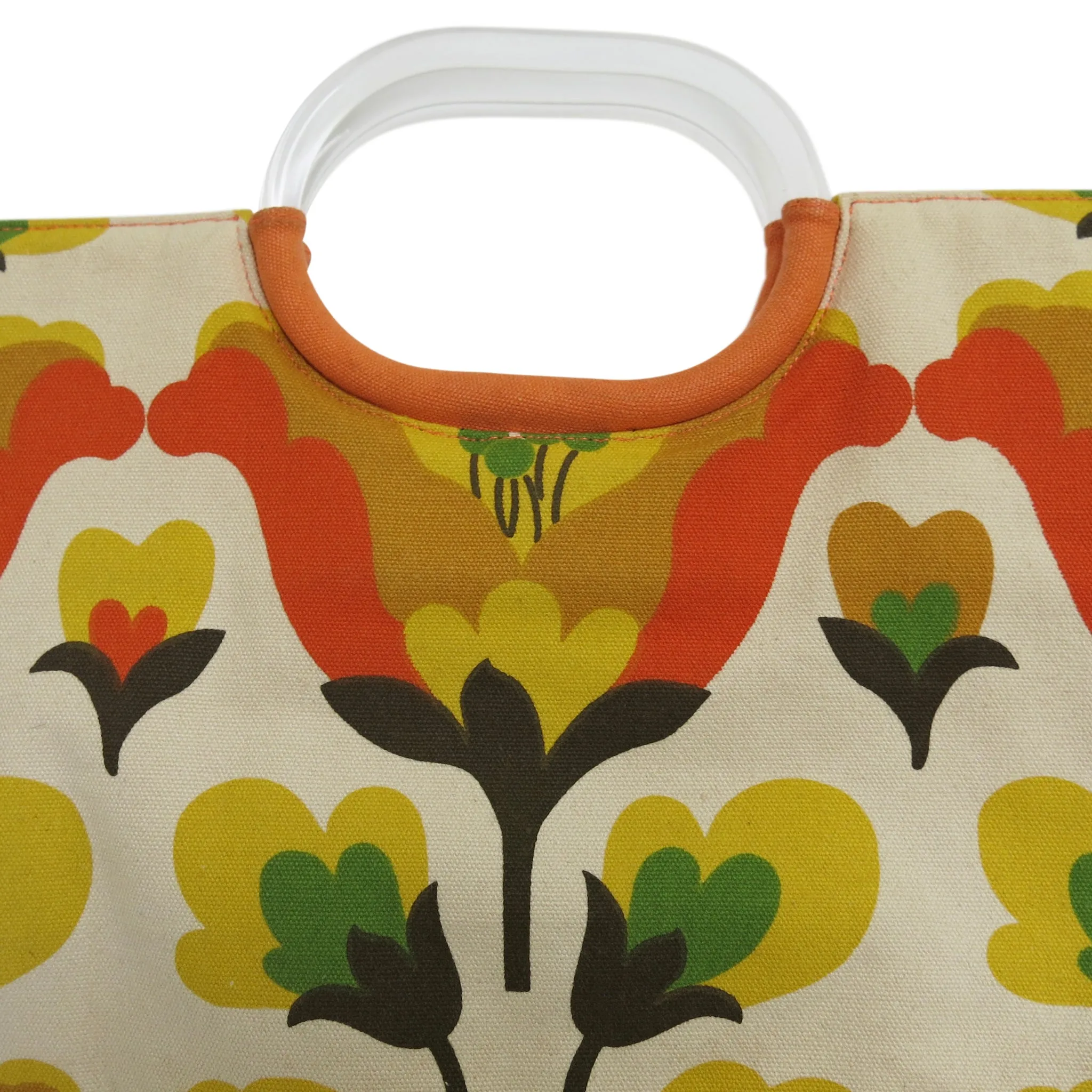 Scandi-Style Mid-Century Modern Canvas Bag with Perspex Handle