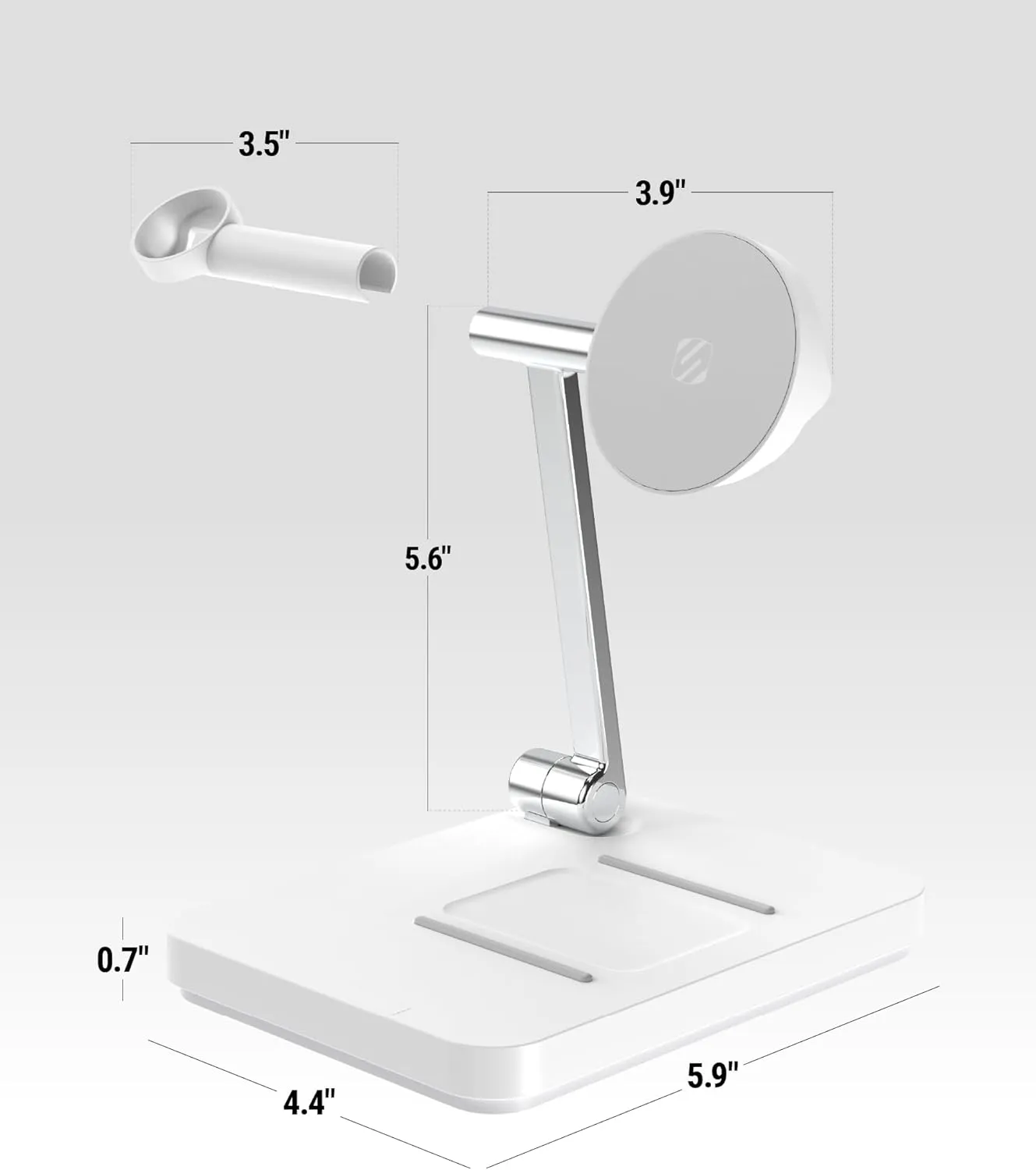 Scosche MSQSWT MagicMount Base MS Foldable Fast Wireless Charging Station for Desk, Phone Charger for MagSafe iPhone 16/15/14/13/12/AirPods Pro with Apple Watch Charger Stand (Watch Charger Not Incl.)