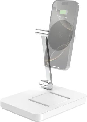 Scosche MSQSWT MagicMount Base MS Foldable Fast Wireless Charging Station for Desk, Phone Charger for MagSafe iPhone 16/15/14/13/12/AirPods Pro with Apple Watch Charger Stand (Watch Charger Not Incl.)