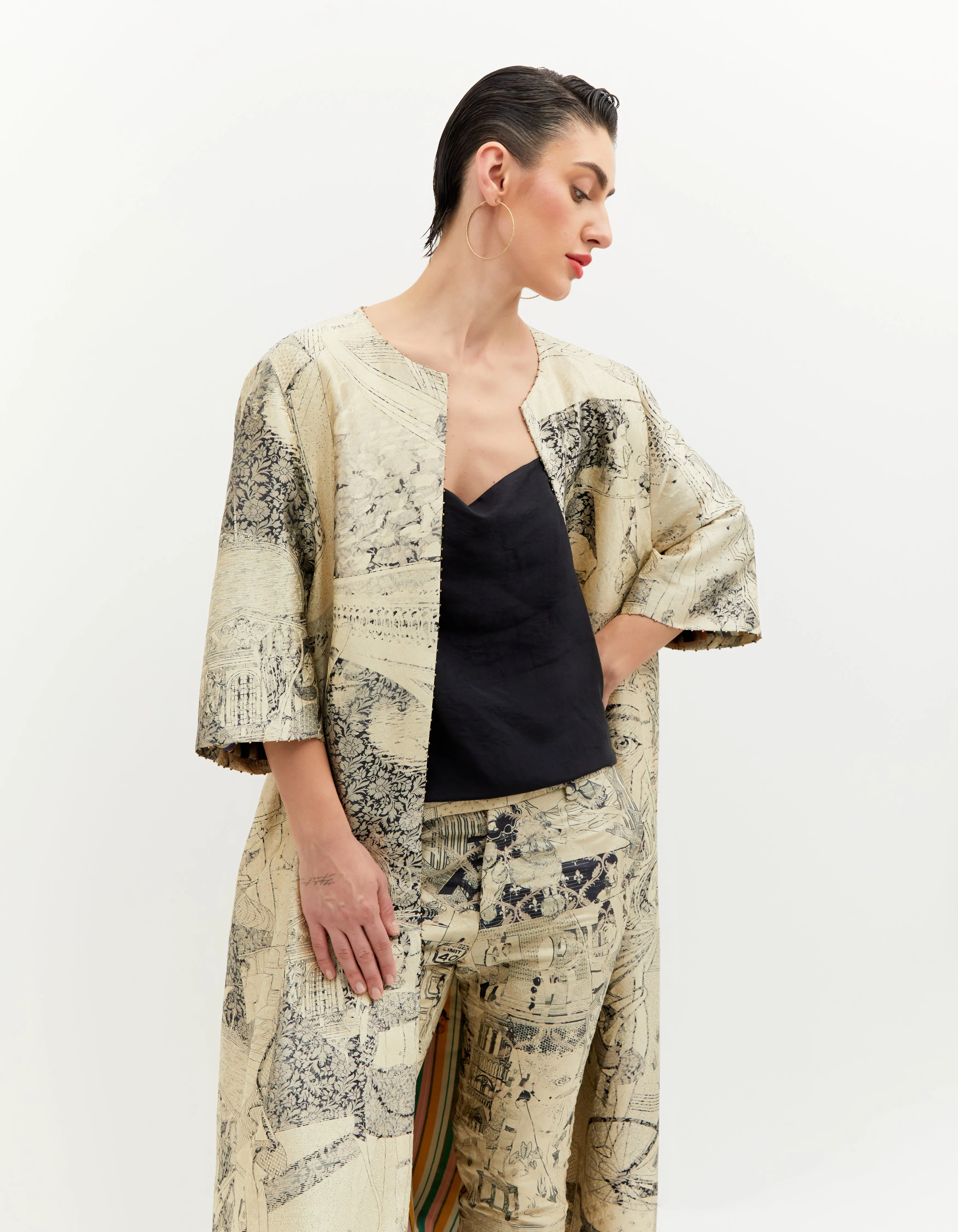 SD Leap Sherlock Coat Silk Brocade B/W