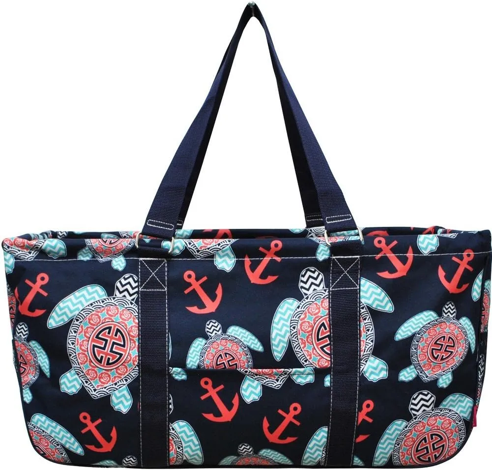 Sea Turtle Anchor Print NGIL Large Canvas Utility Tote Bag