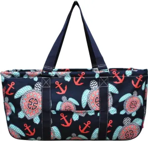 Sea Turtle Anchor Print NGIL Large Canvas Utility Tote Bag