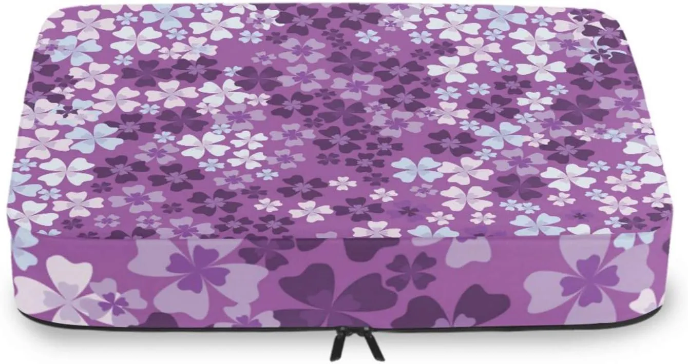 Seamless Pattern of Purple White Lilac Flowers Floral Pattern 4 PCs Set Packing Bags, Luggage Organizer Bag, Portable Cube Toiletry bag, Durable Travel Cosmetic Storage Bag for Men Women