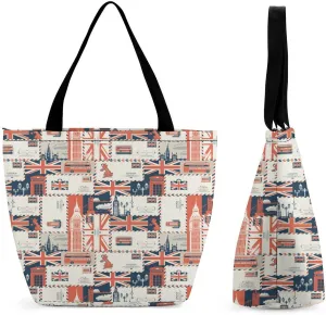Seamless Pattern with Postage Stamps Theme Large Fashion Totes Bag Women's Casual Purses Work Handbags Shopping Bag