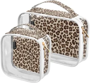 senya Clear Toiletry Bag,Travel Makeup Cosmetic Bag Carry on Airport Airline Compliant Bag Leopard Print Cheetah for Women Men