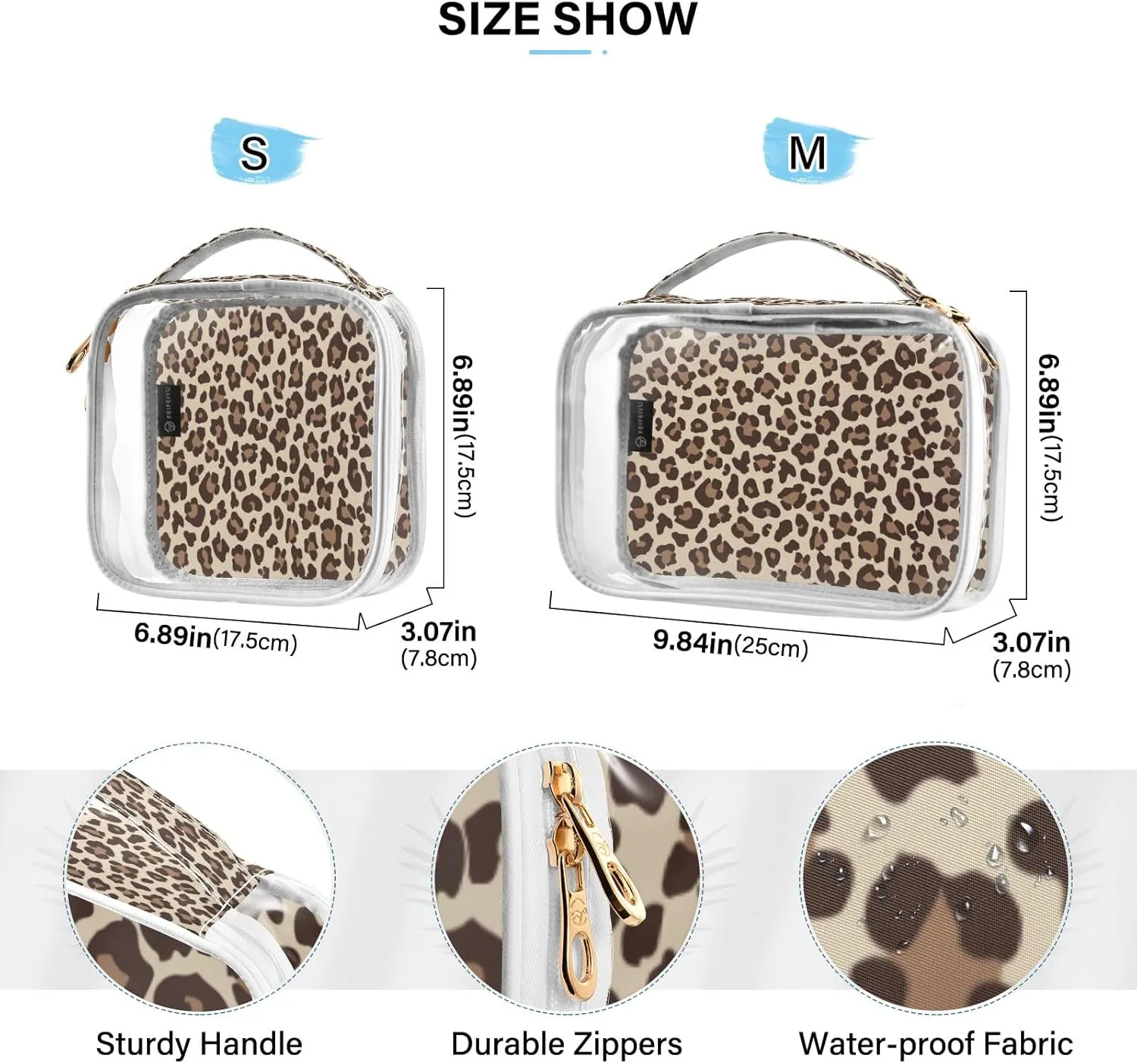 senya Clear Toiletry Bag,Travel Makeup Cosmetic Bag Carry on Airport Airline Compliant Bag Leopard Print Cheetah for Women Men