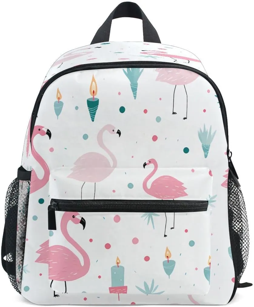 senya Cute Toddler Backpack Mini Travel Bag Candle Flamingos for Baby Girl Boy Age 3-7