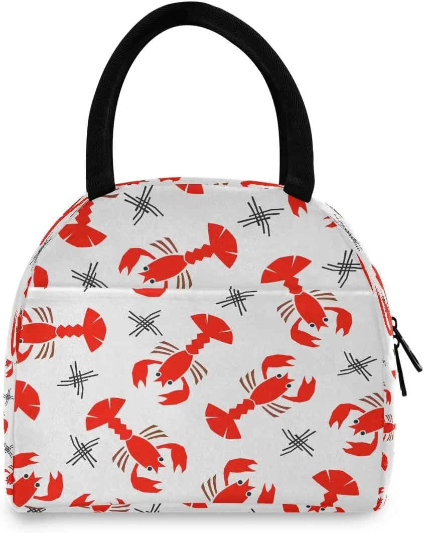 senya Lunch Bag Tote Bag Picnic Travel Cooler Lunch Holder Red Crayfish Lunch Handbags Box