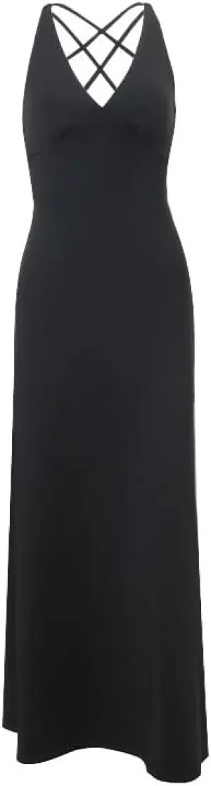 Sexy Celebrity V-Neck Slim Swing Skirt 2024 New Ins Royal Sister Temperament Backless Dress for Women (Color : Black, Size : Small)
