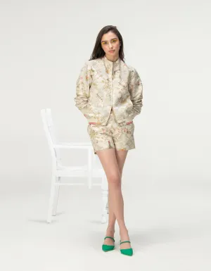 Shorts Silk Brocade Ivory