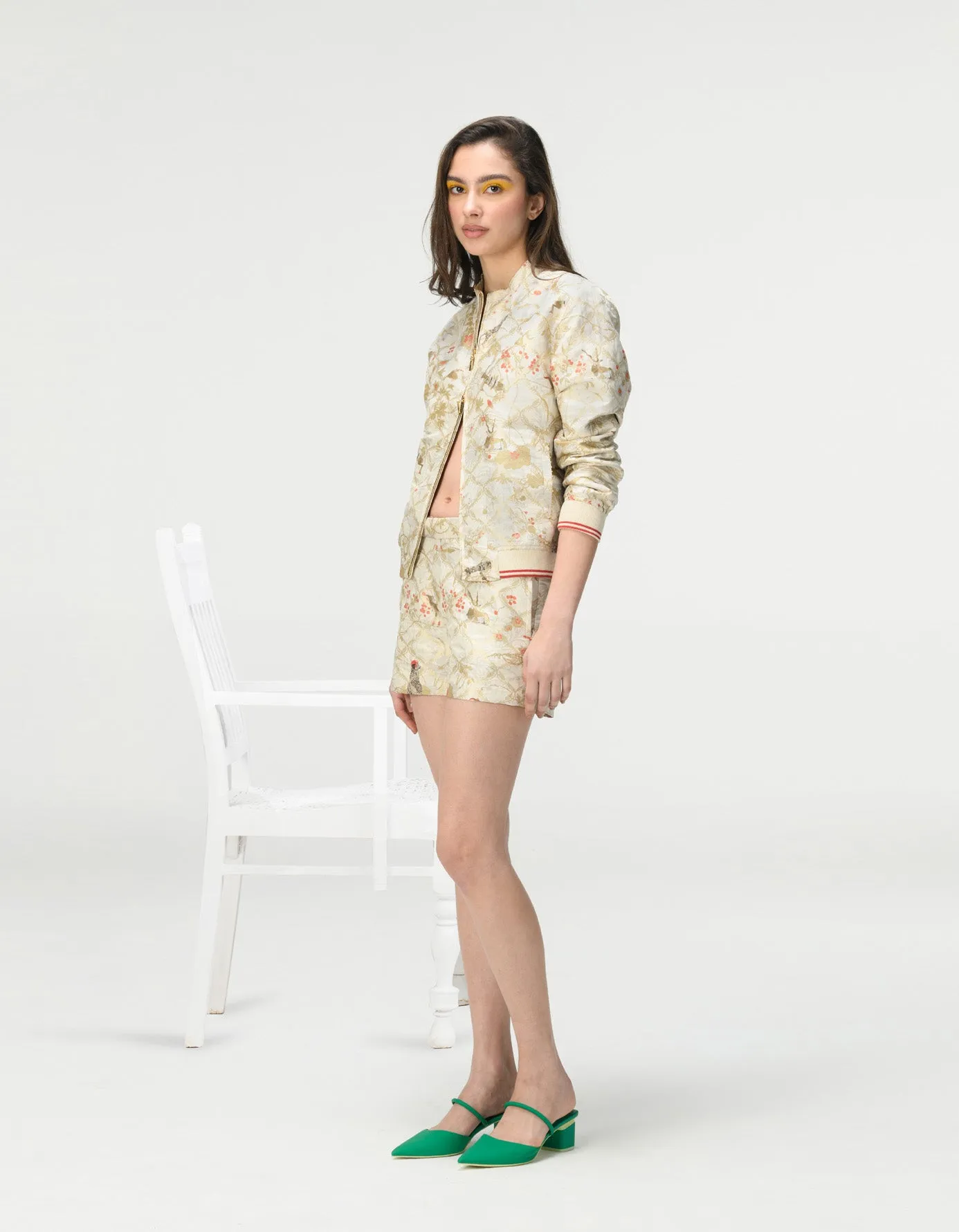 Shorts Silk Brocade Ivory