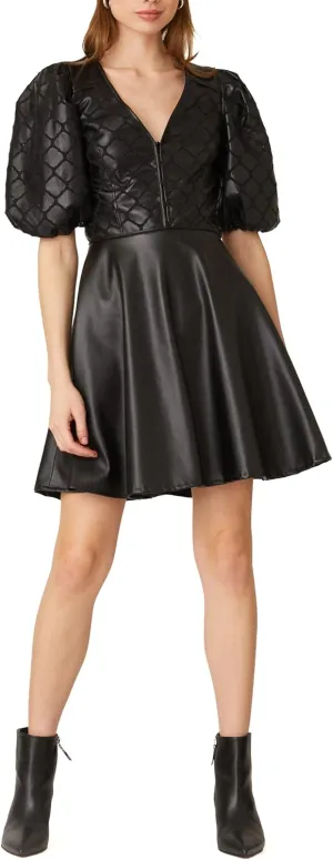 Shoshanna Women's Oakley Embrodiered Faux Leather Mini Dress