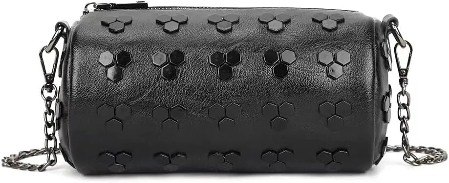 Shoulder Bag Cylindrical Handbag Women Cell Pattern Crossbody Bags Purse