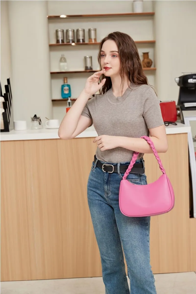 Shoulder Bags for Women, Cute Hobo Tote Handbag Mini Clutch Purse with Zipper Closure
