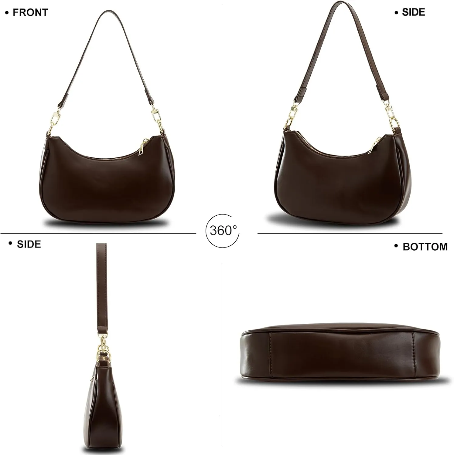 Shoulder Bags for Women Leather Cute Hobo Tote Handbag Under the Arm Purses Mini Clutch Purse with Zipper Closure