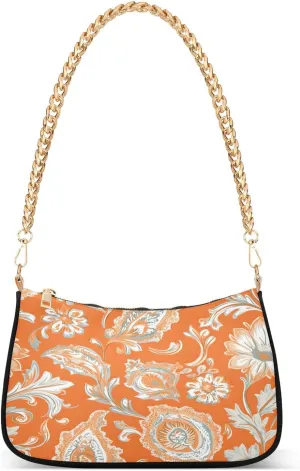Shoulder Bags for Women Paisley Motifs Floral Pattern (5) Hobo Tote Handbag Small Clutch Purse with Zipper Closure