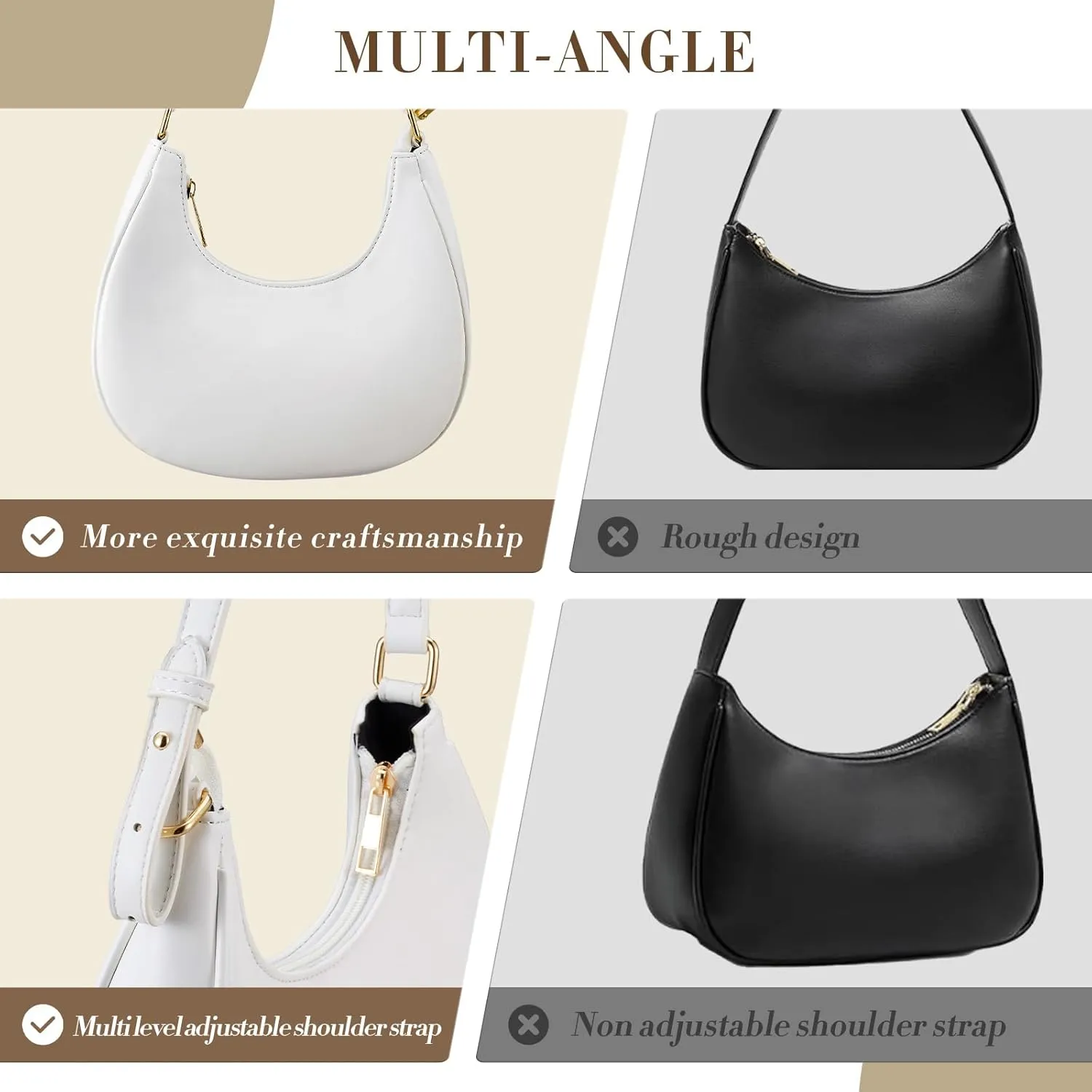 Shoulder Bags for Women,Classic Cute Hobo Tote Handbag Mini Clutch Purse with Zipper Closure