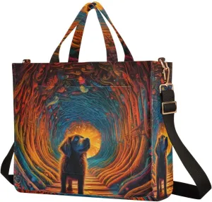 Shoulder Handbags for Women Mystical Path Dog Print, Corduroy Tote Bag Large Capacity Small Size