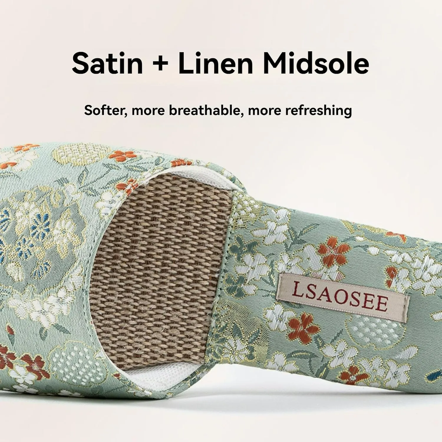 Silk Embroidered Slippers for Women Retro Brocade Upper Fuzzy Linen insole Soft TPR Anti-Slip Soles Indoor Slippers