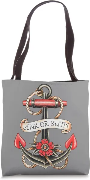 Sink or Swim American Traditional Tattoo Flash Tote Bag