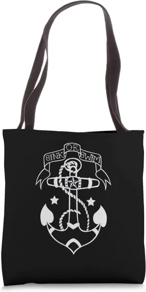 Sink or Swim - Sailor Tattoo Navy Anchor Design Tote Bag
