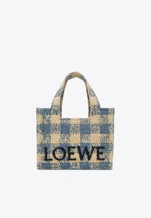 Small Font Woven-Raffia Tote Bag