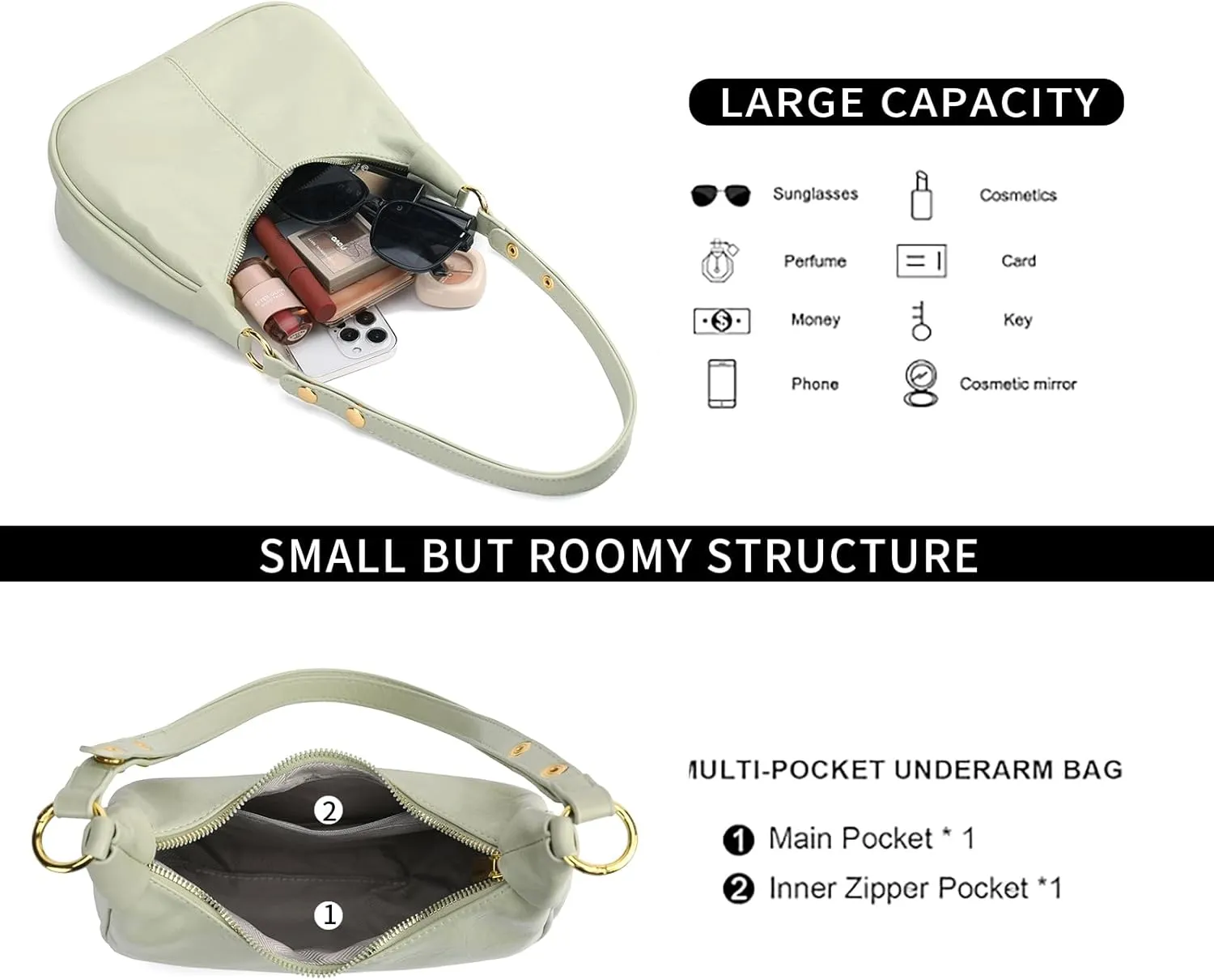 Small Hobo Bags Retro Crescent Shoulder Purse Women Soft Crossbody Handbag