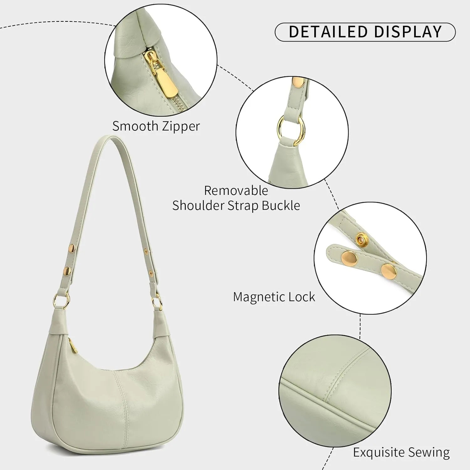 Small Hobo Bags Retro Crescent Shoulder Purse Women Soft Crossbody Handbag