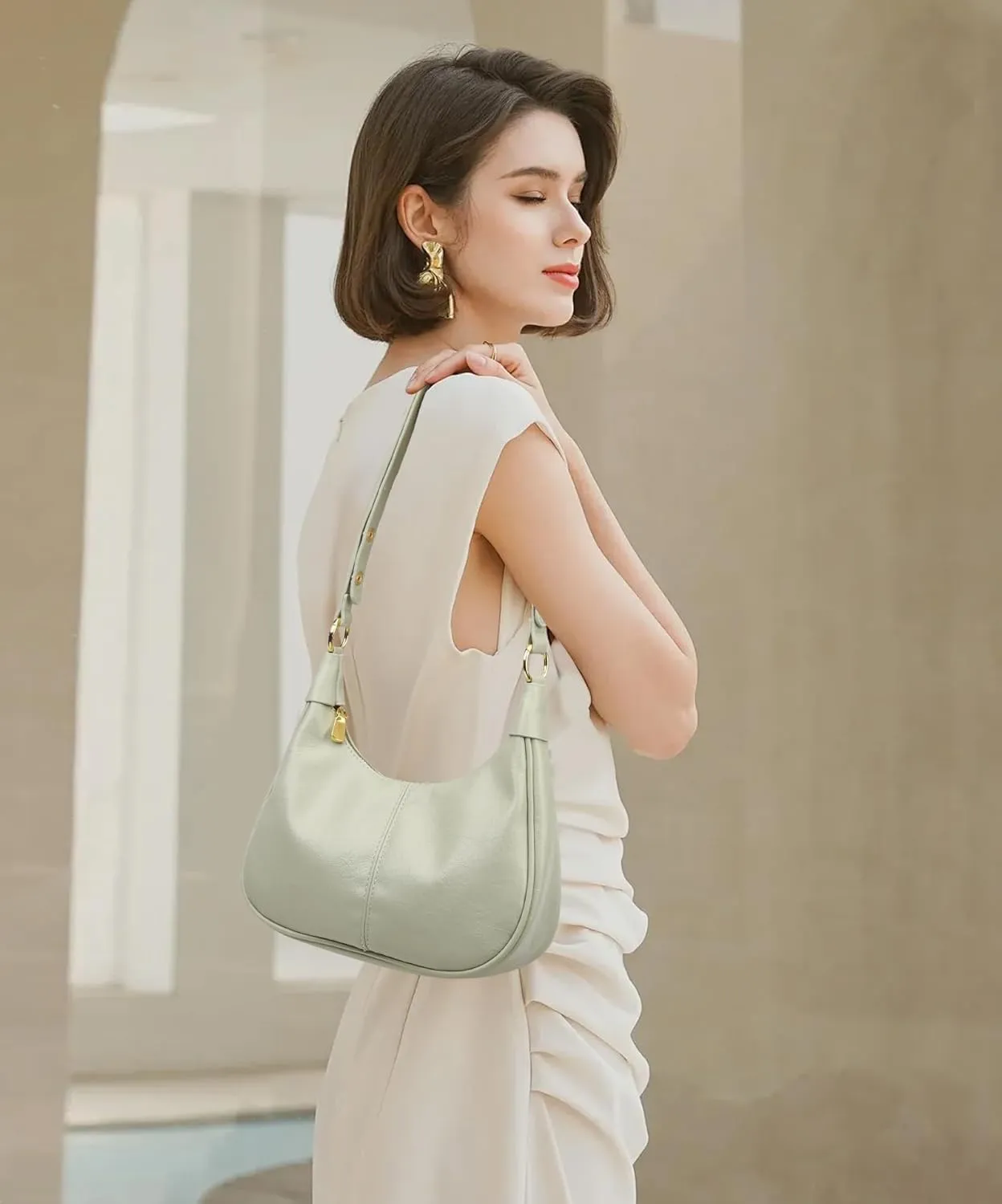 Small Hobo Bags Retro Crescent Shoulder Purse Women Soft Crossbody Handbag