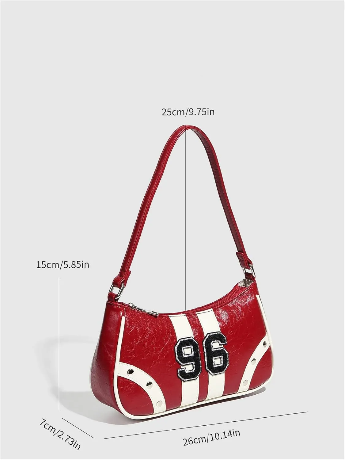 Small Shoulder Bags for Women Color Block Letter Print Zipper Y2K Underarm Purse Handbags
