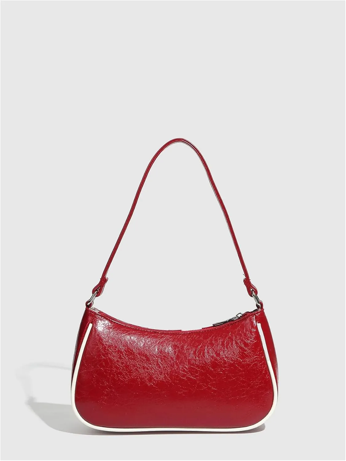Small Shoulder Bags for Women Color Block Letter Print Zipper Y2K Underarm Purse Handbags