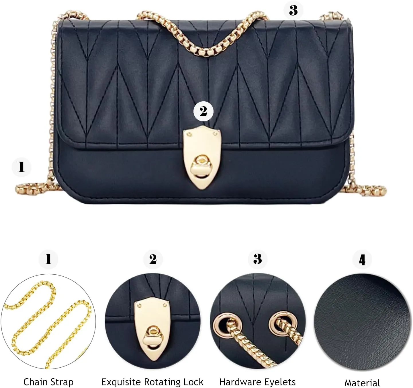 Small Shoulder Bags for Women with Chain Strap,Mini Quilted Embroidery Purses for Women
