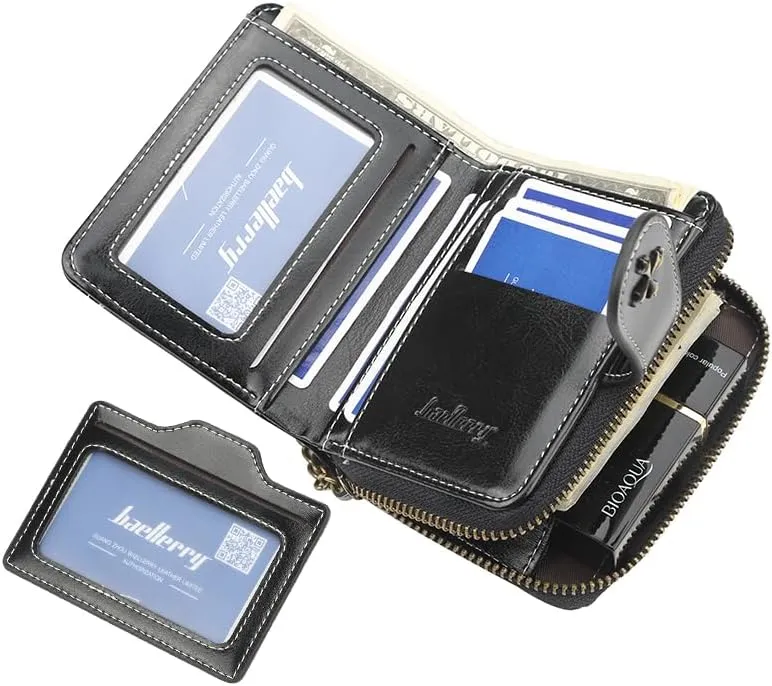Small Wallet for Women Mini Leather Cash Wallets Zip Bifold Goth Purse Vintage Wallet Grunge Coin Pocket (Blue)