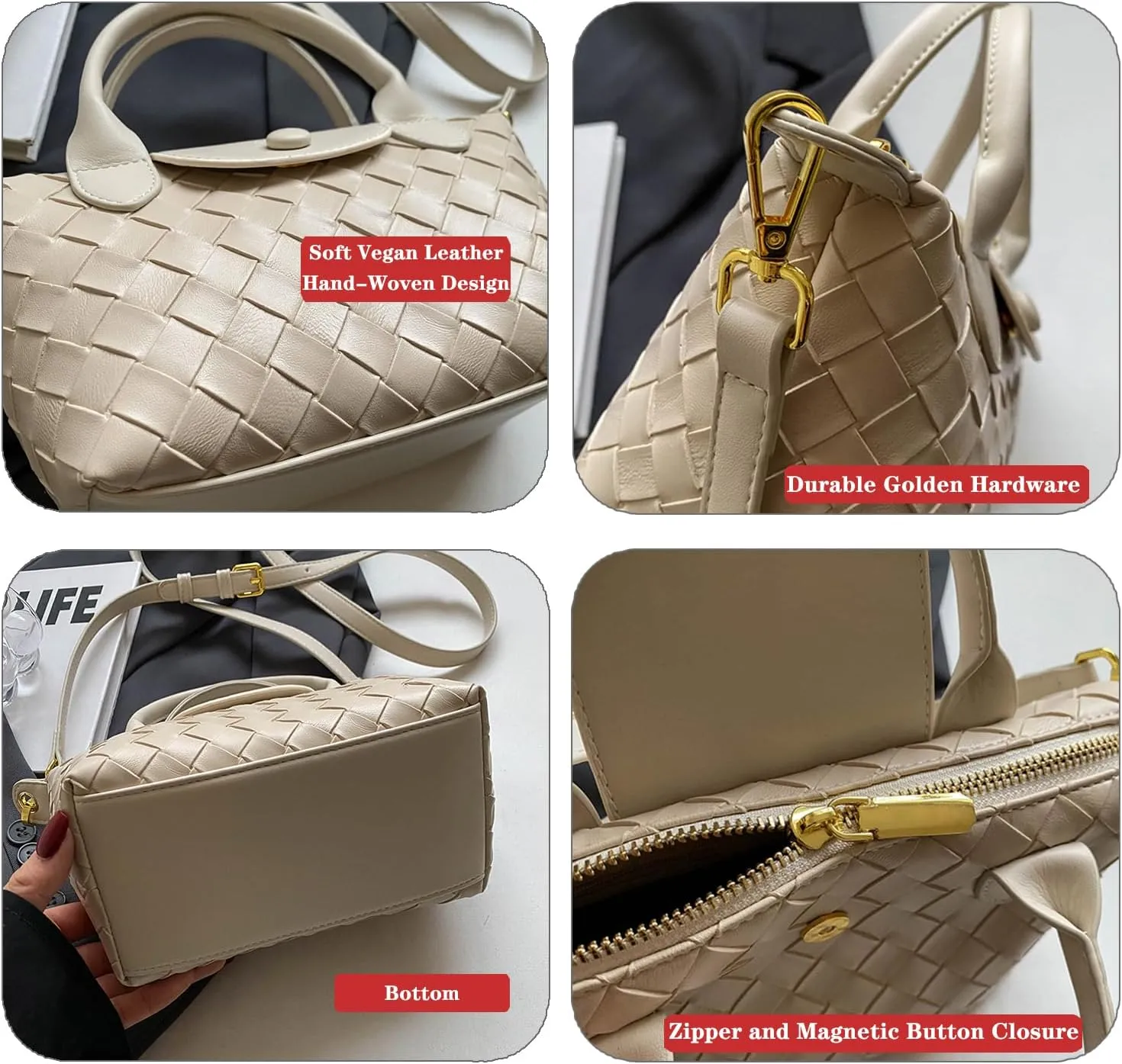 Small Woven Crossbody Bags Purse for Women Trendy Leather Dumpling Lightweight Mini Handbag
