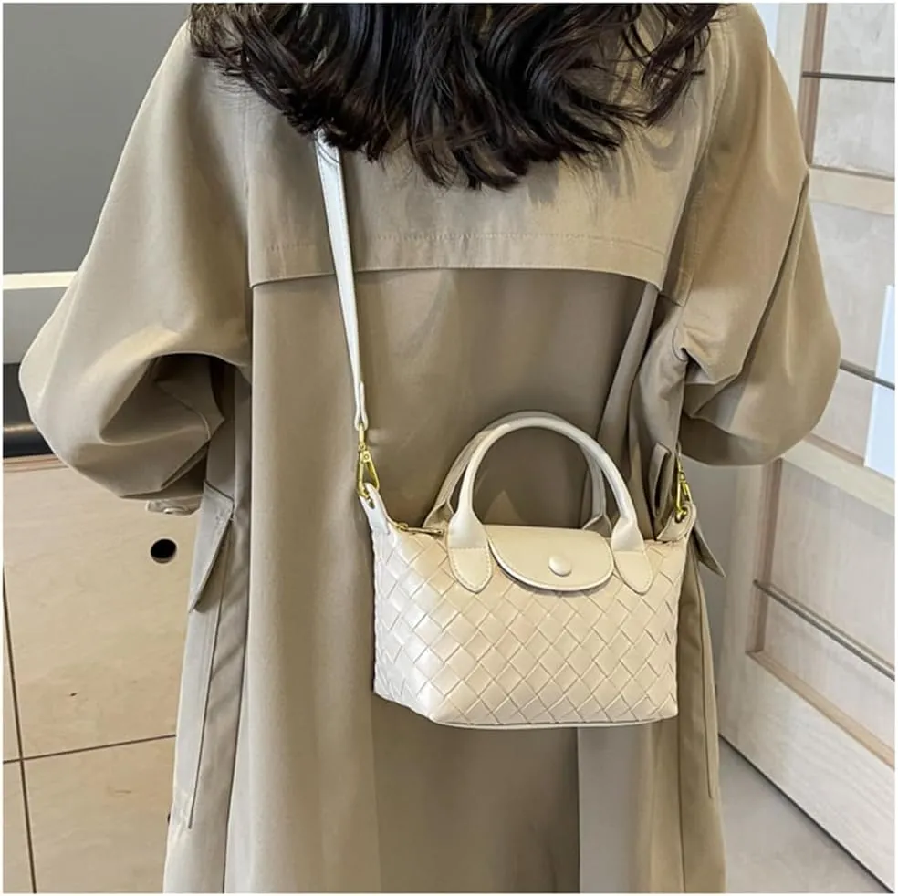 Small Woven Crossbody Bags Purse for Women Trendy Leather Dumpling Lightweight Mini Handbag