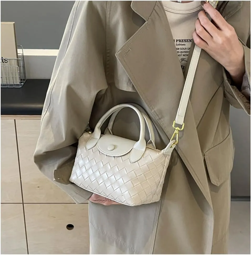 Small Woven Crossbody Bags Purse for Women Trendy Leather Dumpling Lightweight Mini Handbag