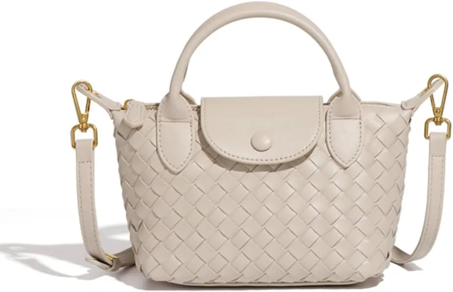 Small Woven Crossbody Bags Purse for Women Trendy Leather Dumpling Lightweight Mini Handbag