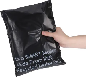 SMART 10x13 Recycled Poly Mailers - 300 Pack of Black Eco-Friendly Packaging Mailing Bags | Recyclable & Sustainable, Cute & Stylish Small Business Supplies | 2.5 Mil Thick - 300 Pack