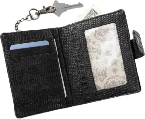 Snakeskin RFID Mini Snap Womens Wallet Vegan Leather