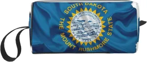 South Dakota Flag Map print Travel Cosmetic Bag Gifts for Women Portable Make Up Bags for Women Mother Sister