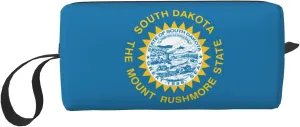 South Dakota Flag print Travel Cosmetic Bag Gifts for Women Portable Make Up Bags for Women Mother Sister