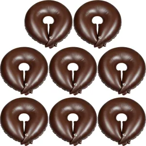 Spakon 8 Pack Tree Watering Ring Tree Bag PVC Drip Irrigation Water Pouch Round Watering Bags Automatic Drip System Planting Gardening Trees Shrubs, Brown (10 Gallon)